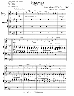 Maggiolata-Hubay-Tenor Saxophone/Organ