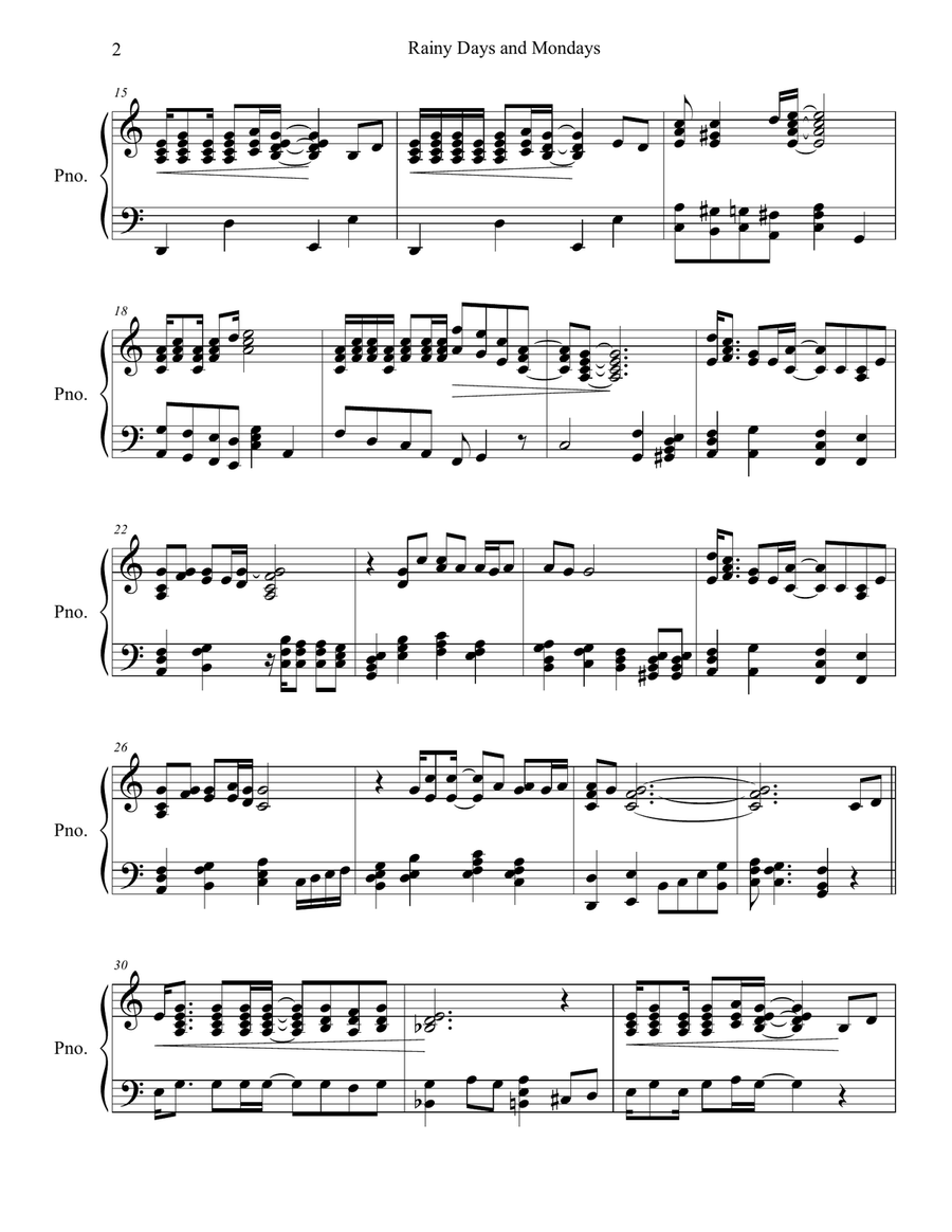 Rainy Days And Mondays Piano Method scores gallery preview page 2