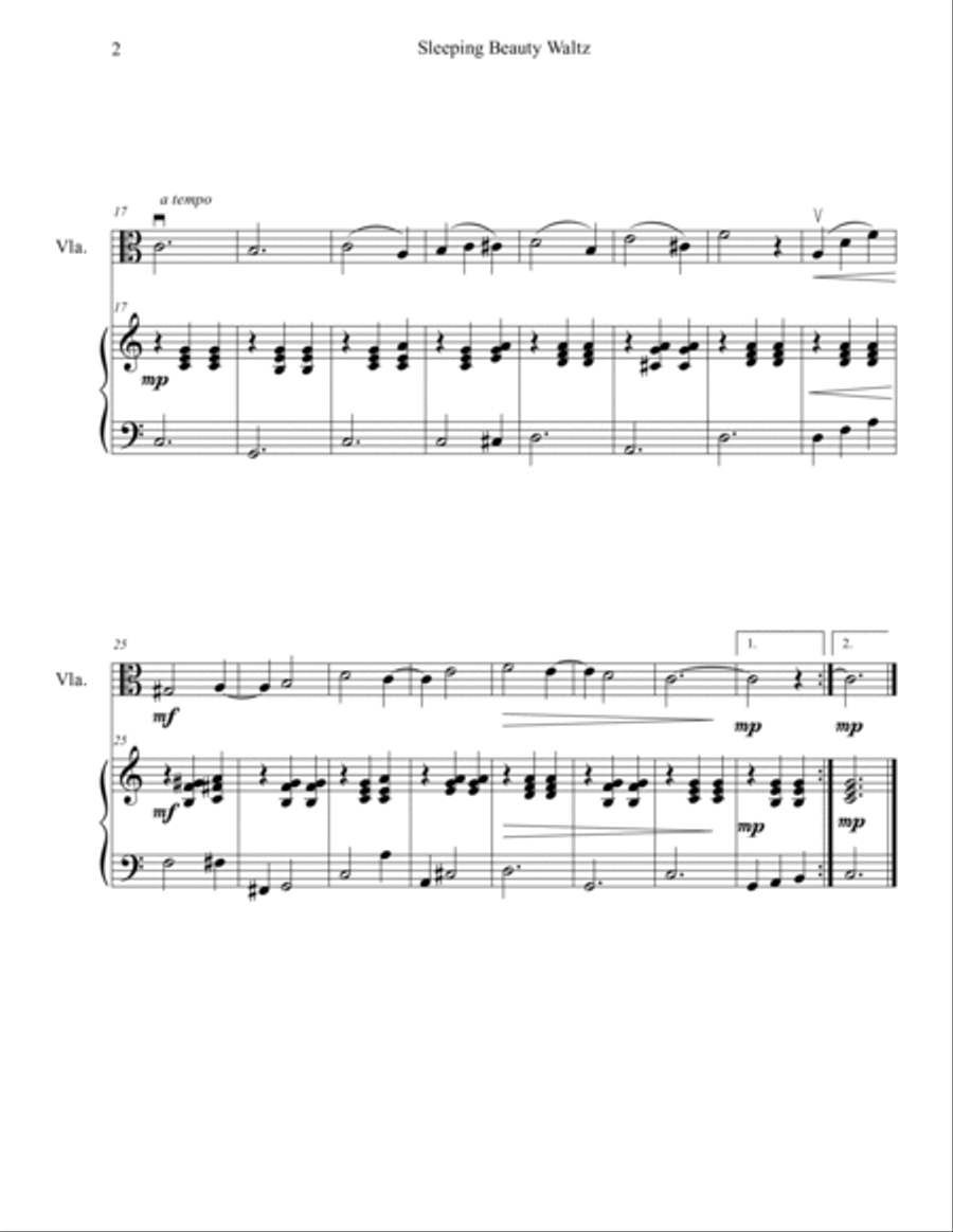 Sleeping Beauty Waltz (Viola Solo with Piano Accompaniment) Piano scores gallery preview page 2