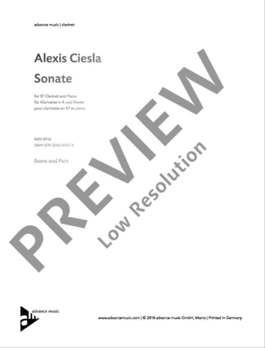 Sonate B-Flat Clarinet scores gallery preview page 2