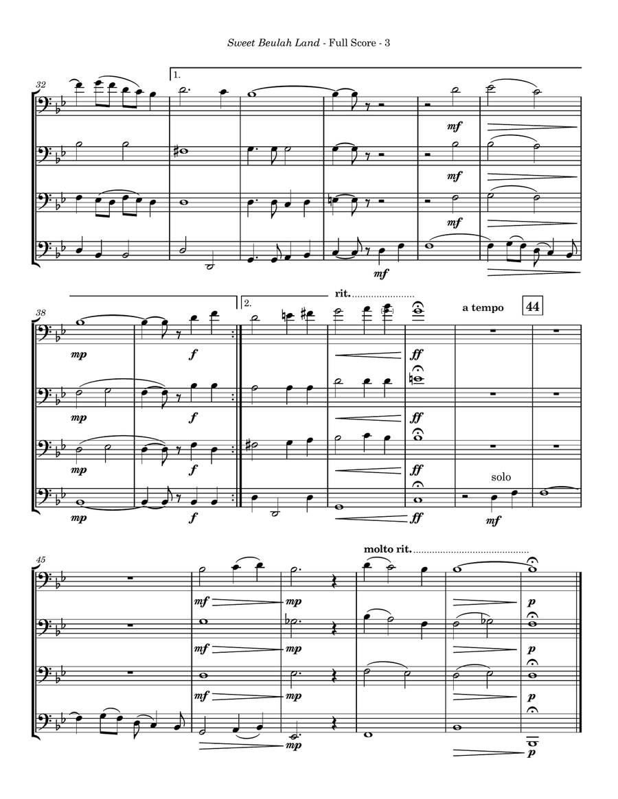 Sweet Beulah Land Brass Quartet scores gallery preview page 4