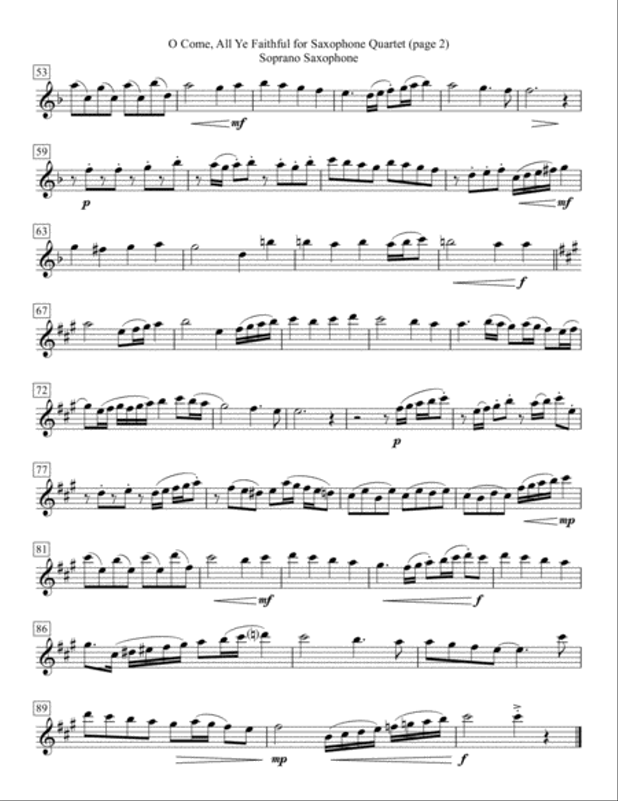 O Come, All Ye Faithful for Saxophone Quartet Saxophone Quartet scores gallery preview page 2