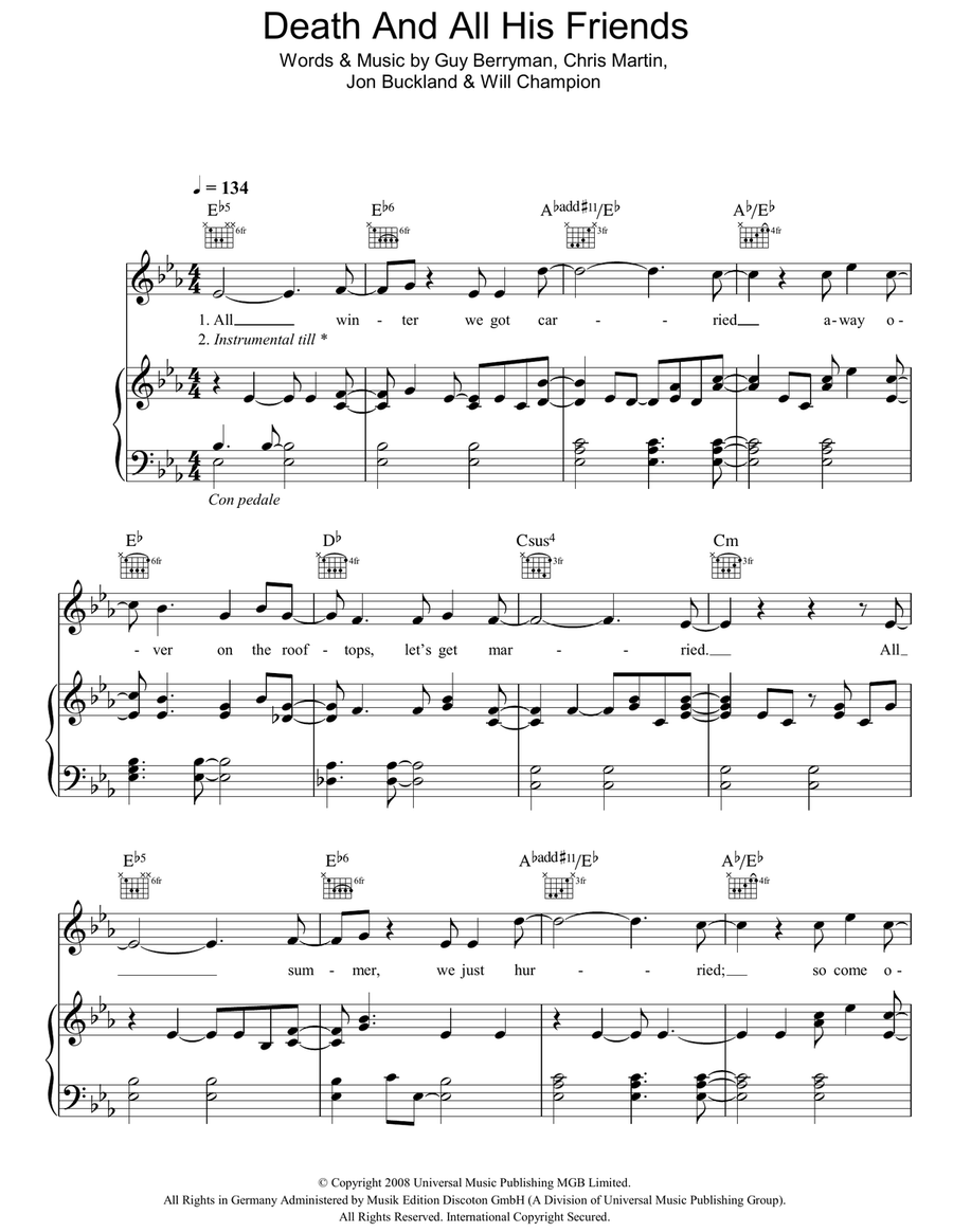 Death And All His Friends Piano, Vocal, Guitar scores gallery preview page 1