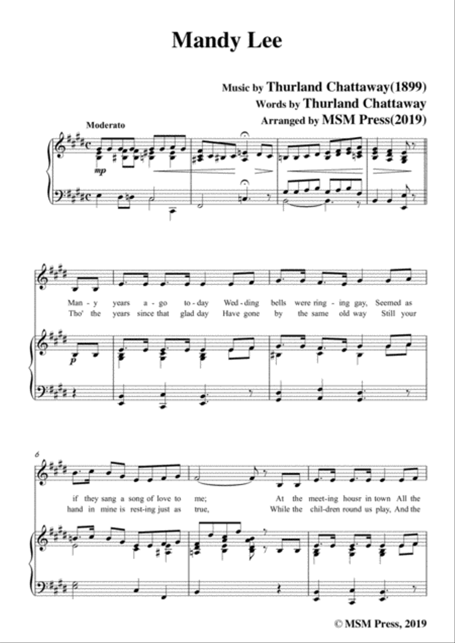 Thurland Chattaway-Mandy Lee,in E Major,for Voice and Piano Voice Solo scores gallery preview page 3