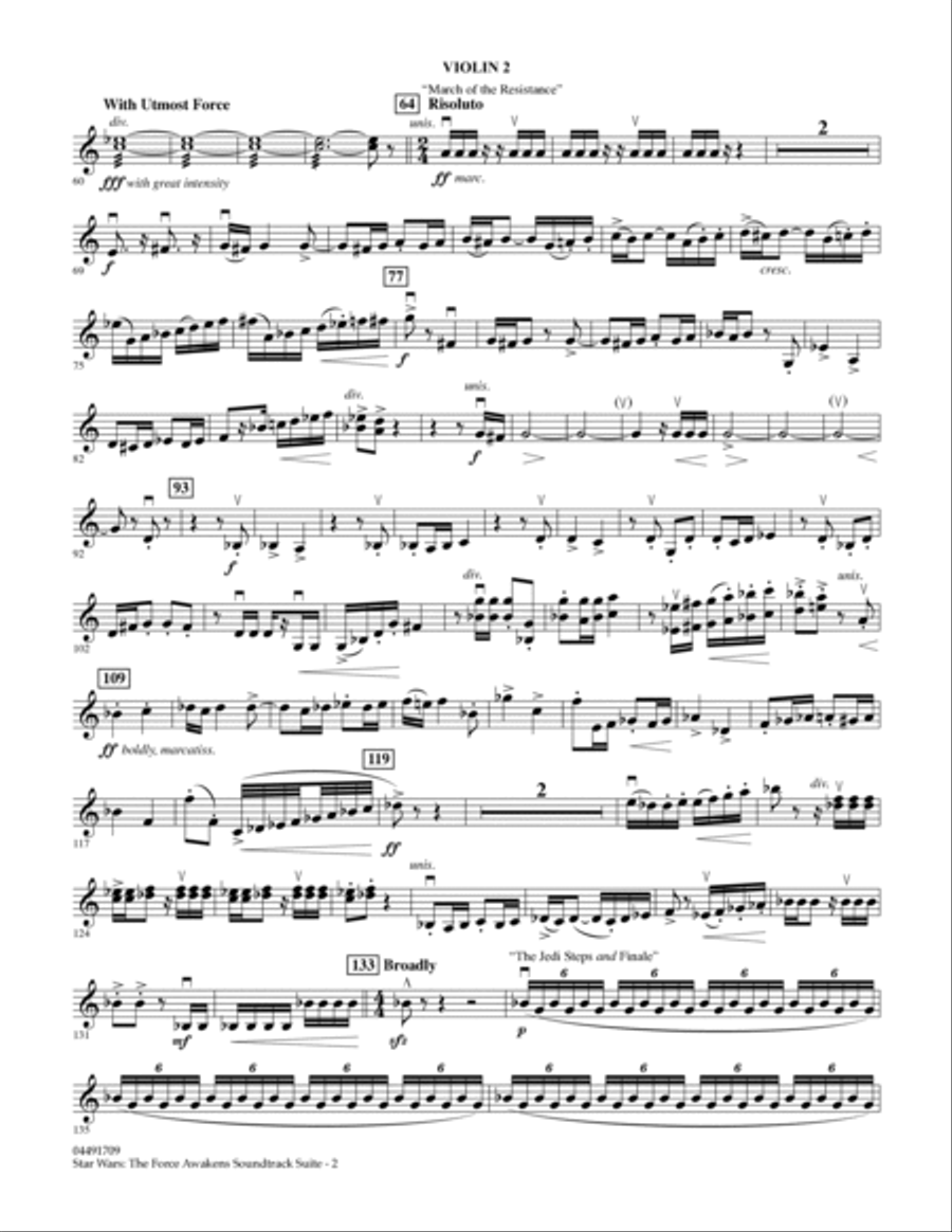 Star Wars: The Force Awakens Soundtrack Suite - Violin 2 Violin scores gallery preview page 2