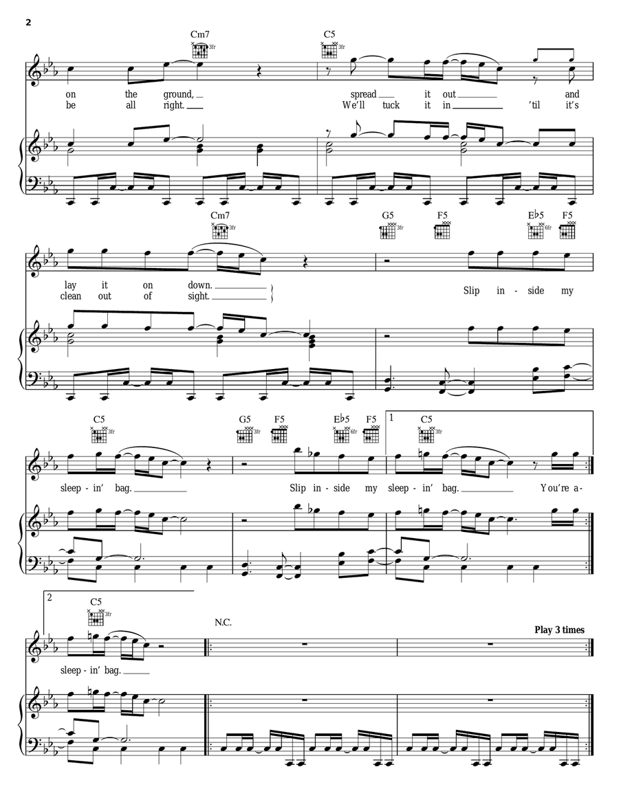 Sleeping Bag Piano, Vocal, Guitar scores gallery preview page 2