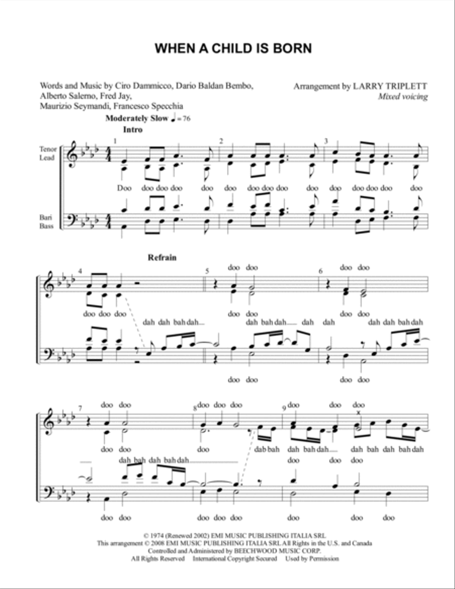 When A Child Is Born 4-Part scores gallery preview page 1