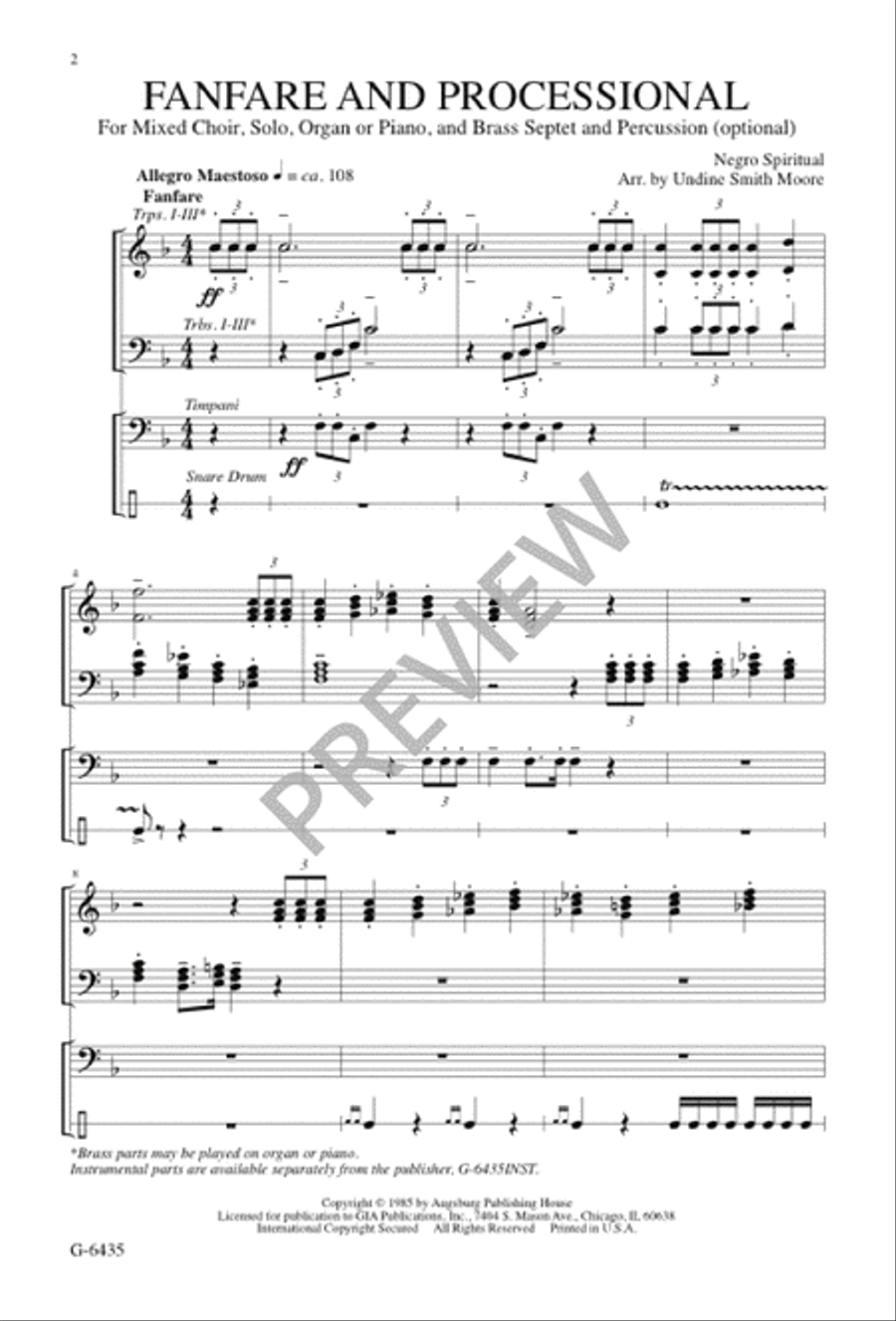 Fanfare and Processional 4-Part scores gallery preview page 1