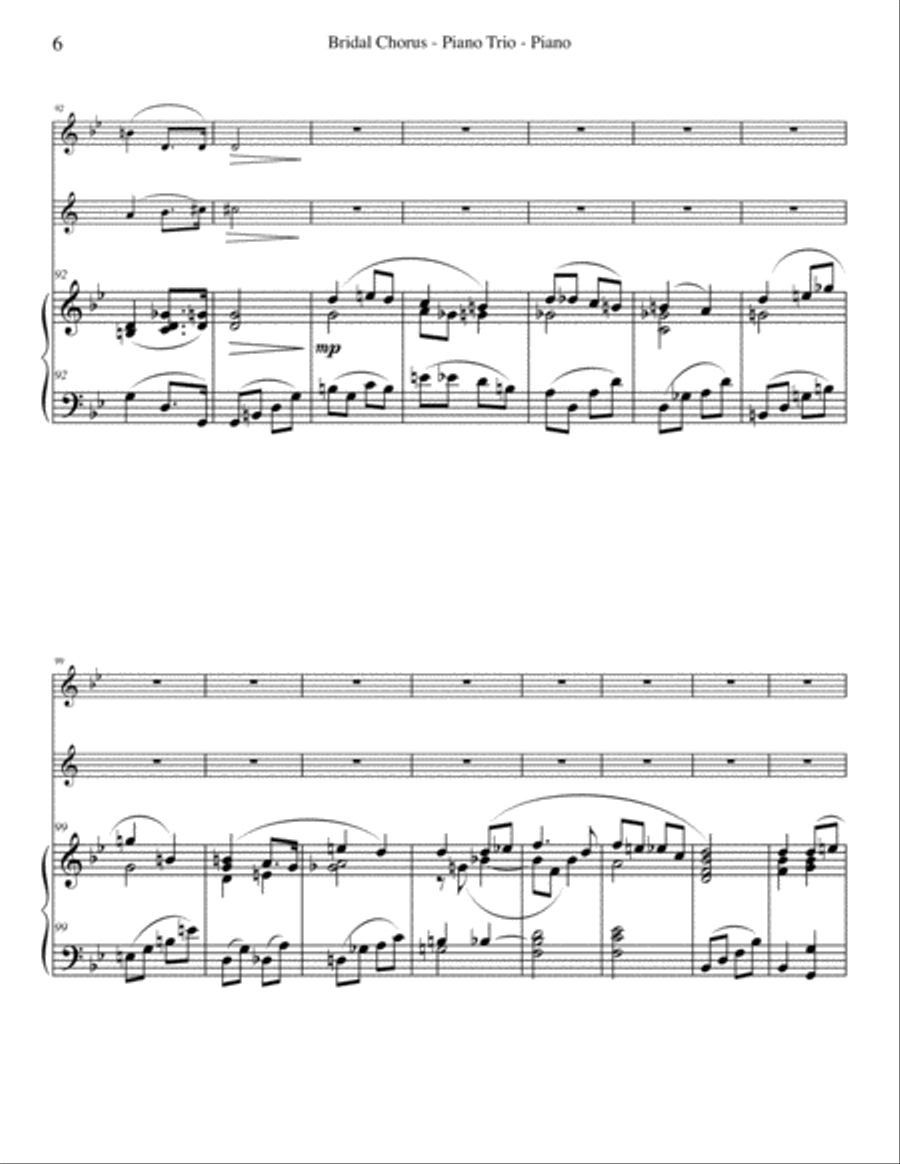 Wagner Bridal Chorus from Lohengrin for Flute, Clarinet & Piano Woodwind Duet scores gallery preview page 6
