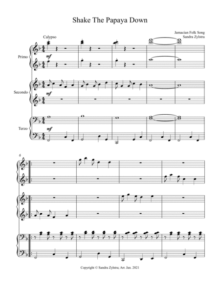 Shake The Papaya Down (1 piano, 6 hands trio) image number null