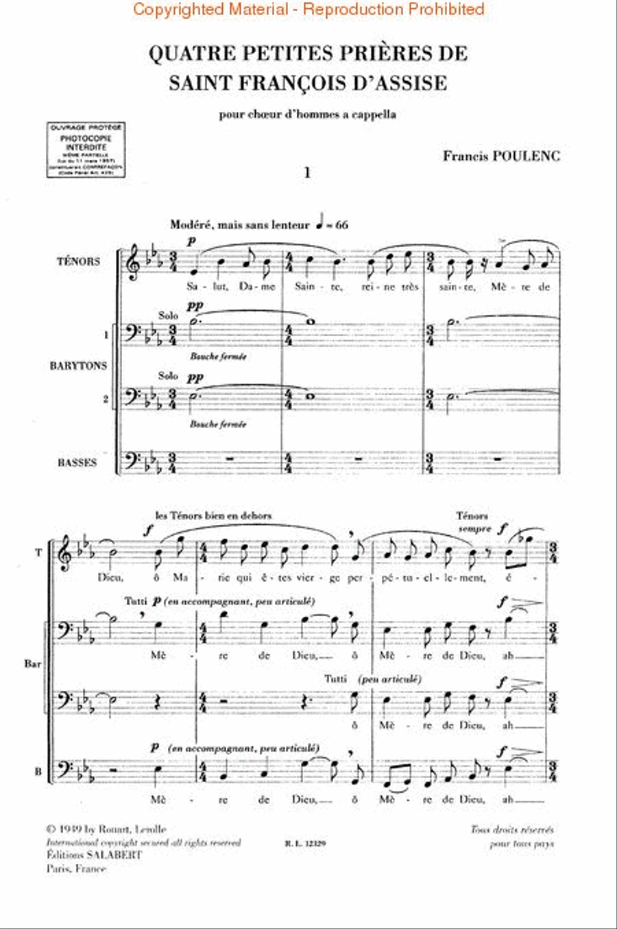 4 Little Prayers Fr/En Of St Francis Of Assisi (Quatre Petit Prieres De St Francois) 3-Part scores gallery preview page 2