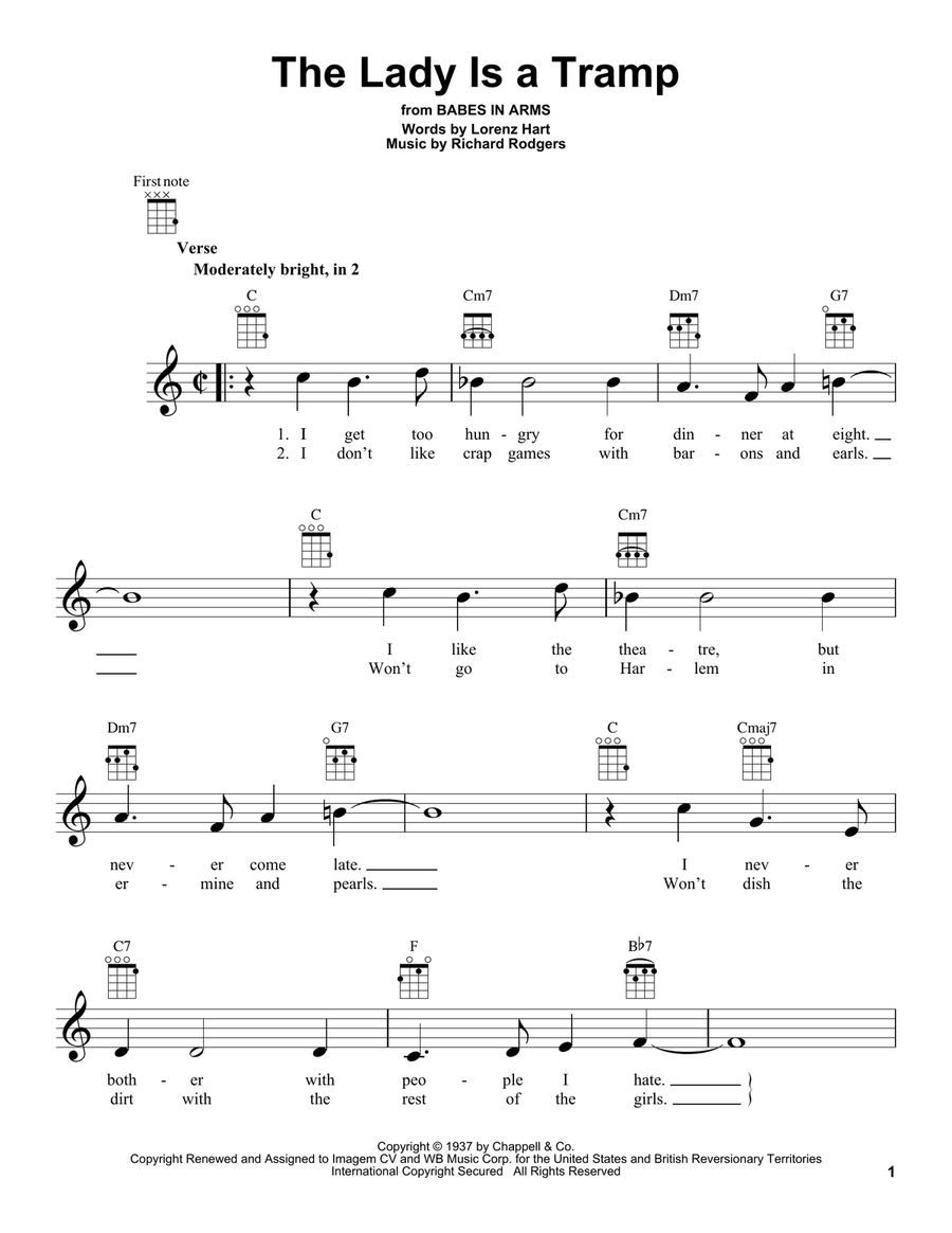 The Lady Is A Tramp Ukulele scores gallery preview page 1