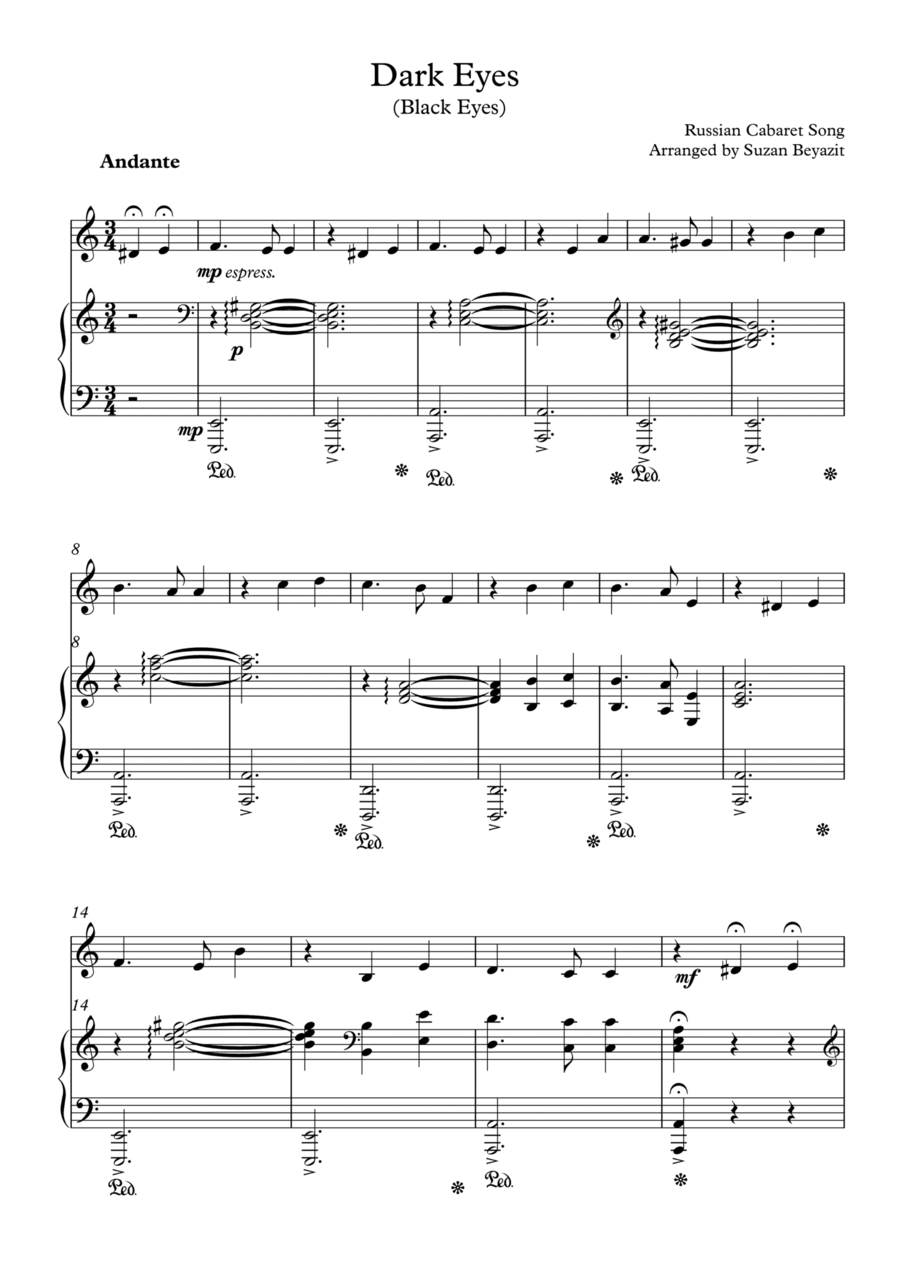 Dark eyes accordion sheet music best sale