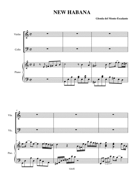 New Habana for Piano Trio Cello - Digital Sheet Music