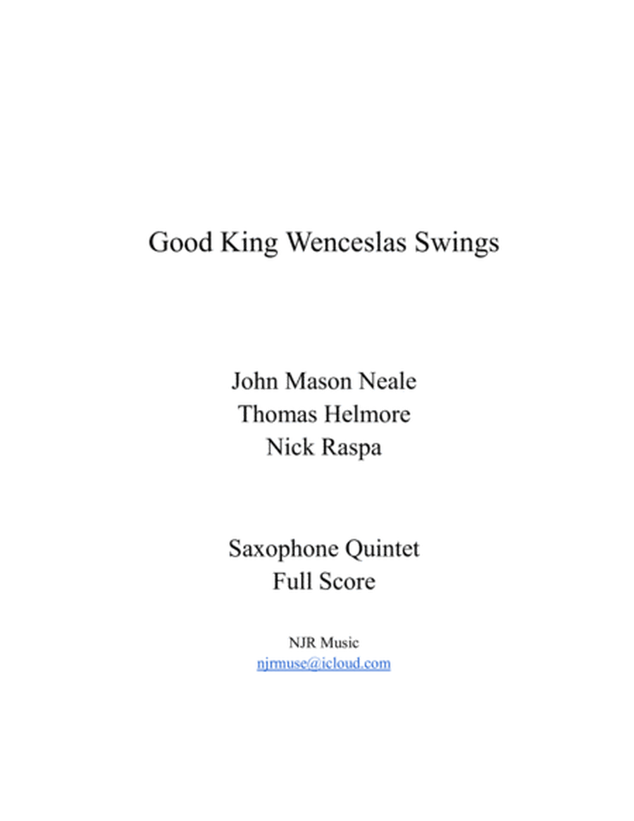 Good King Wenceslas Swings (easy sax quintet - AATTB) Score & parts image number null