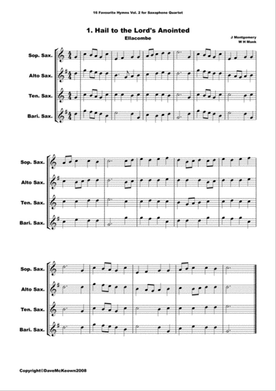 16 Favourite ﻿Hymns for Saxophone Quartet (Vol 2.) Saxophone Quartet scores gallery preview page 2