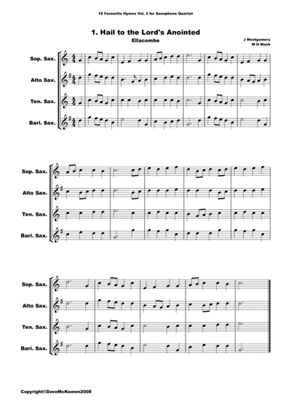 16 Favourite ﻿Hymns for Saxophone Quartet (Vol 2.) image number null