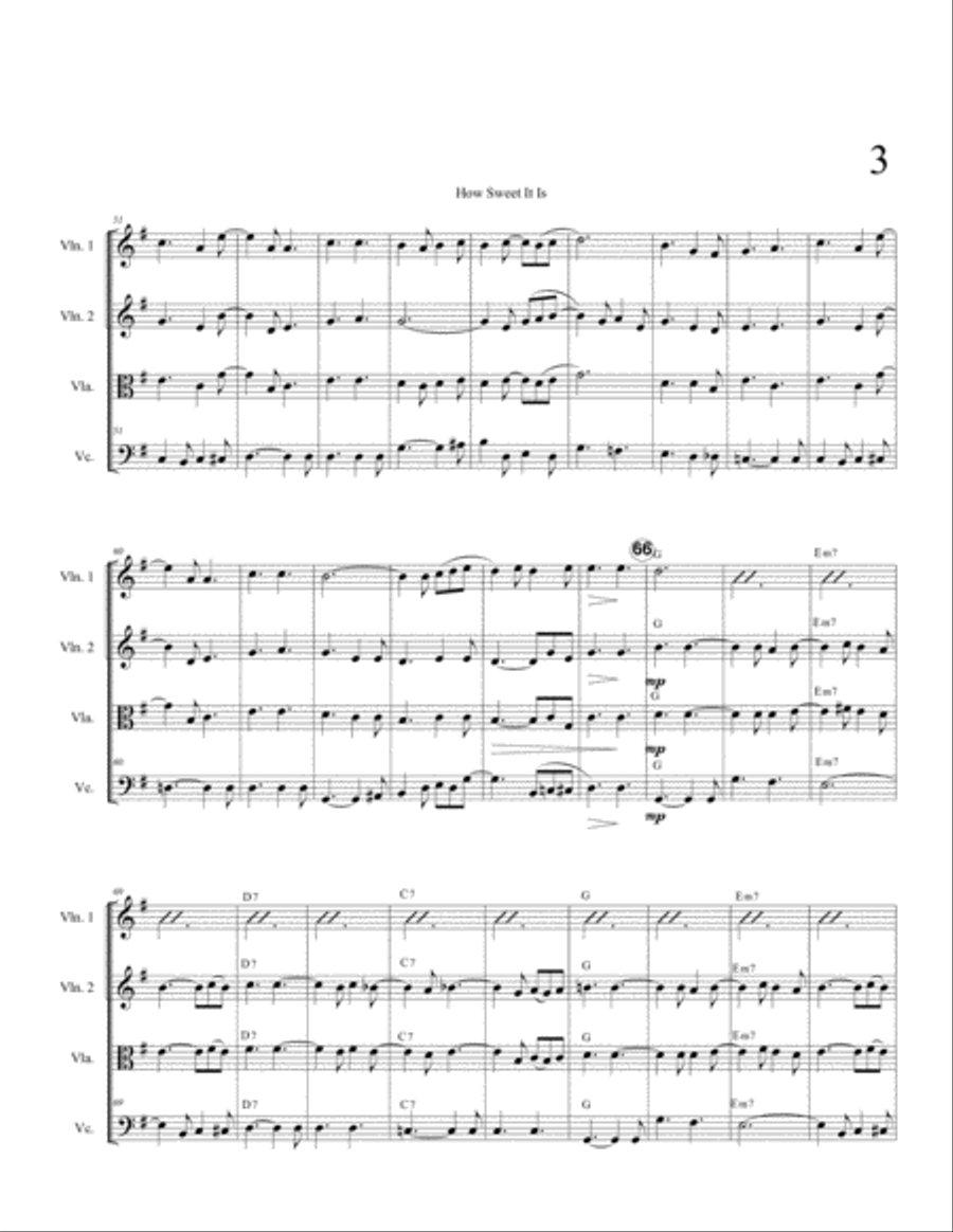 How Sweet It Is (To Be Loved By You) String Quartet scores gallery preview page 5