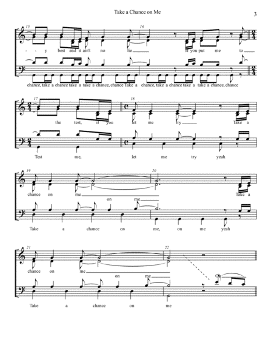 Take A Chance On Me featured in MAMMA MIA! 4-Part scores gallery preview page 3