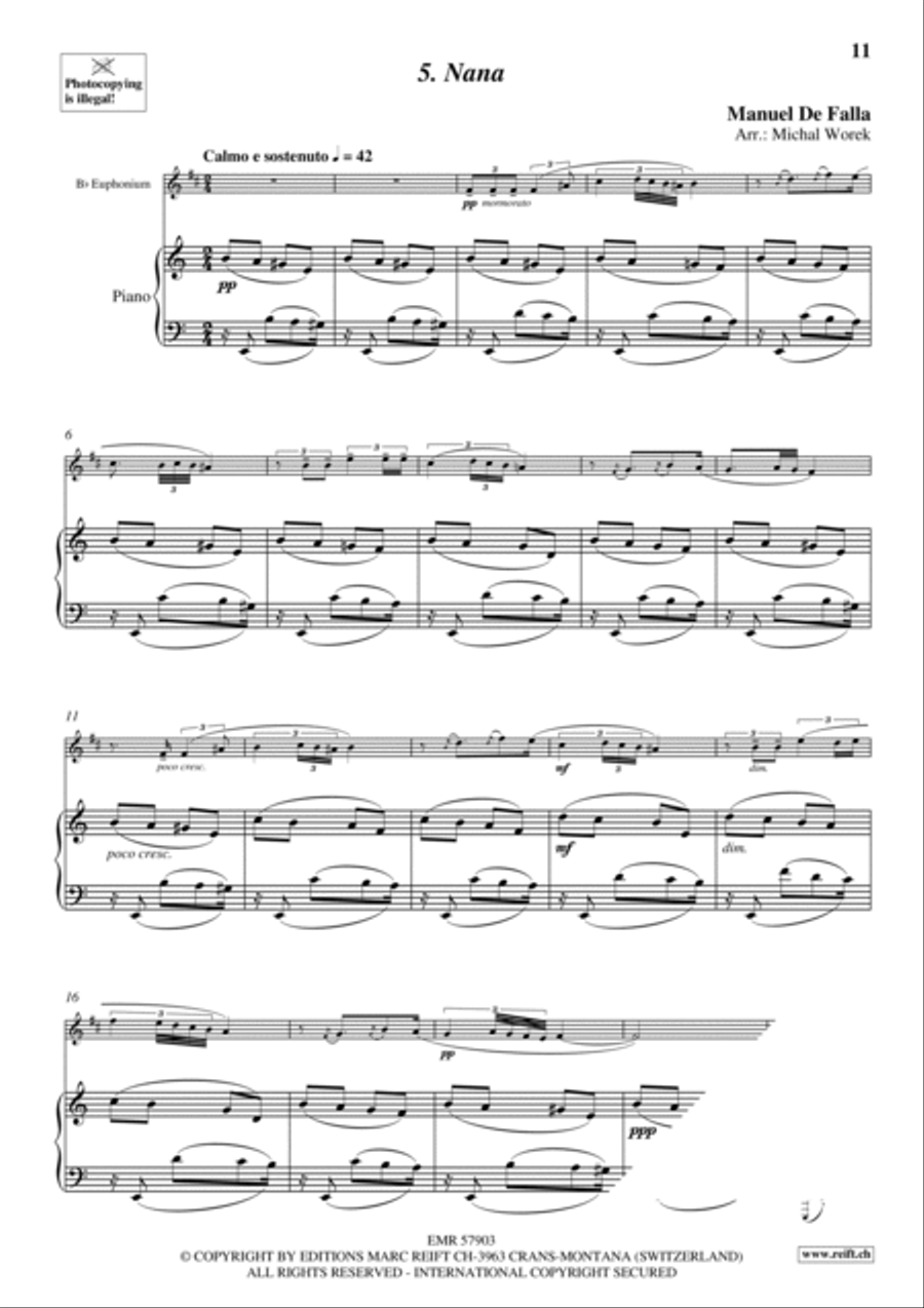 7 Popular Spanish Songs Euphonium scores gallery preview page 8