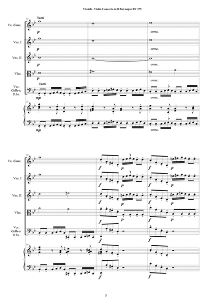 Vivaldi - Violin Concerto in B flat major RV 375 for Violin, Strings and Cembalo image number null