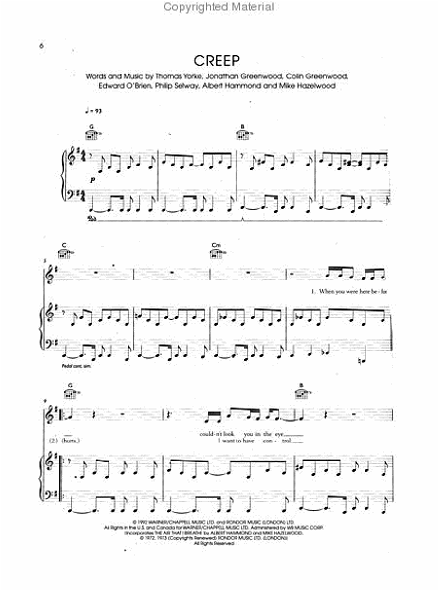 Radiohead Piano, Vocal, Guitar scores gallery preview page 2