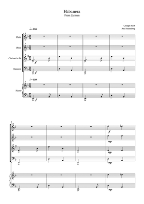 Habanera - Carmen - Georges Bizet, for Woodwind Quartet with piano in a easy version.