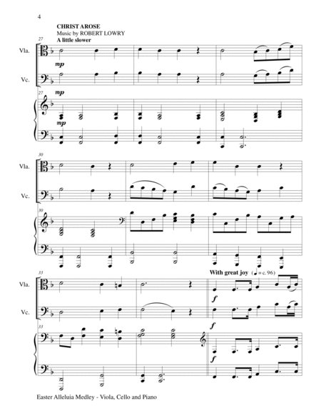 EASTER ALLELUIA MEDLEY (Trio – Viola, Cello and Piano) Score and Parts image number null
