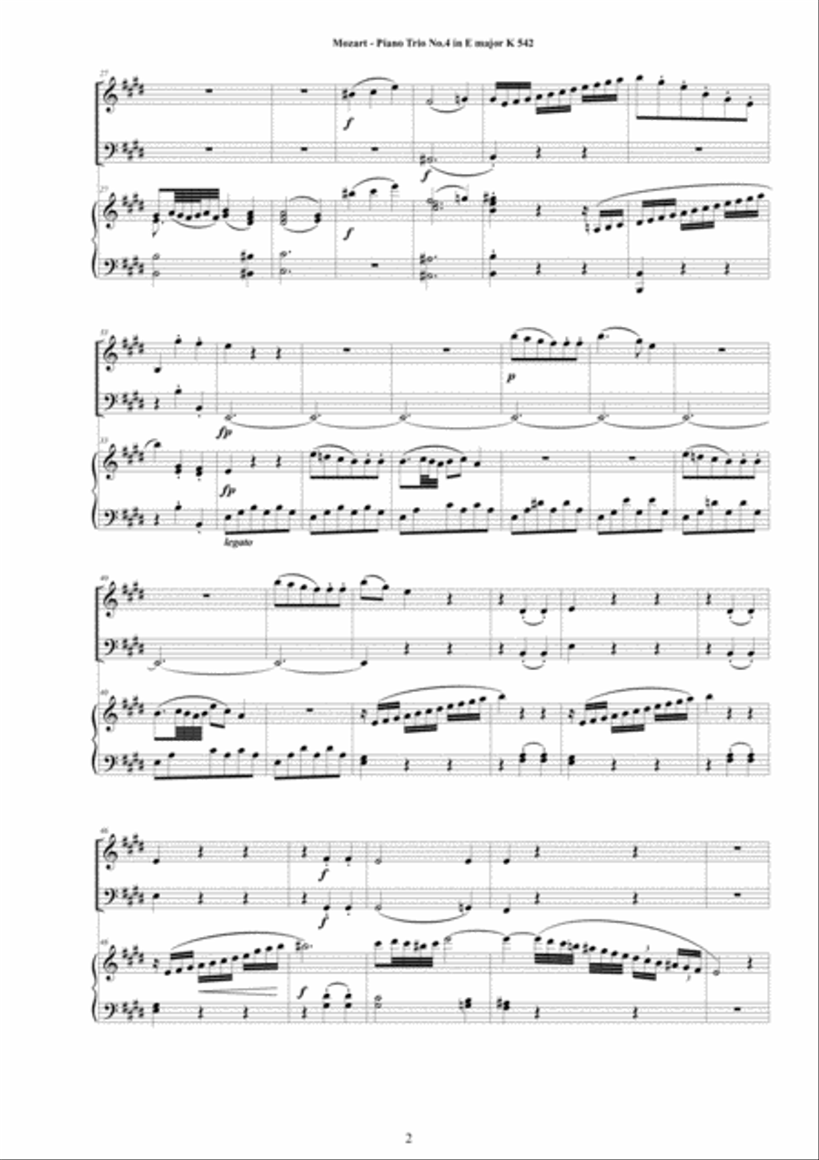 Mozart - Piano Trio No.4 in E major K542 for Violin, Cello and Piano Cello scores gallery preview page 2