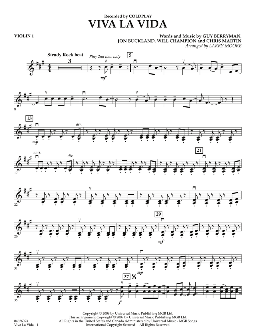 Viva La Vida - Violin 1 Orchestra scores gallery preview page 1
