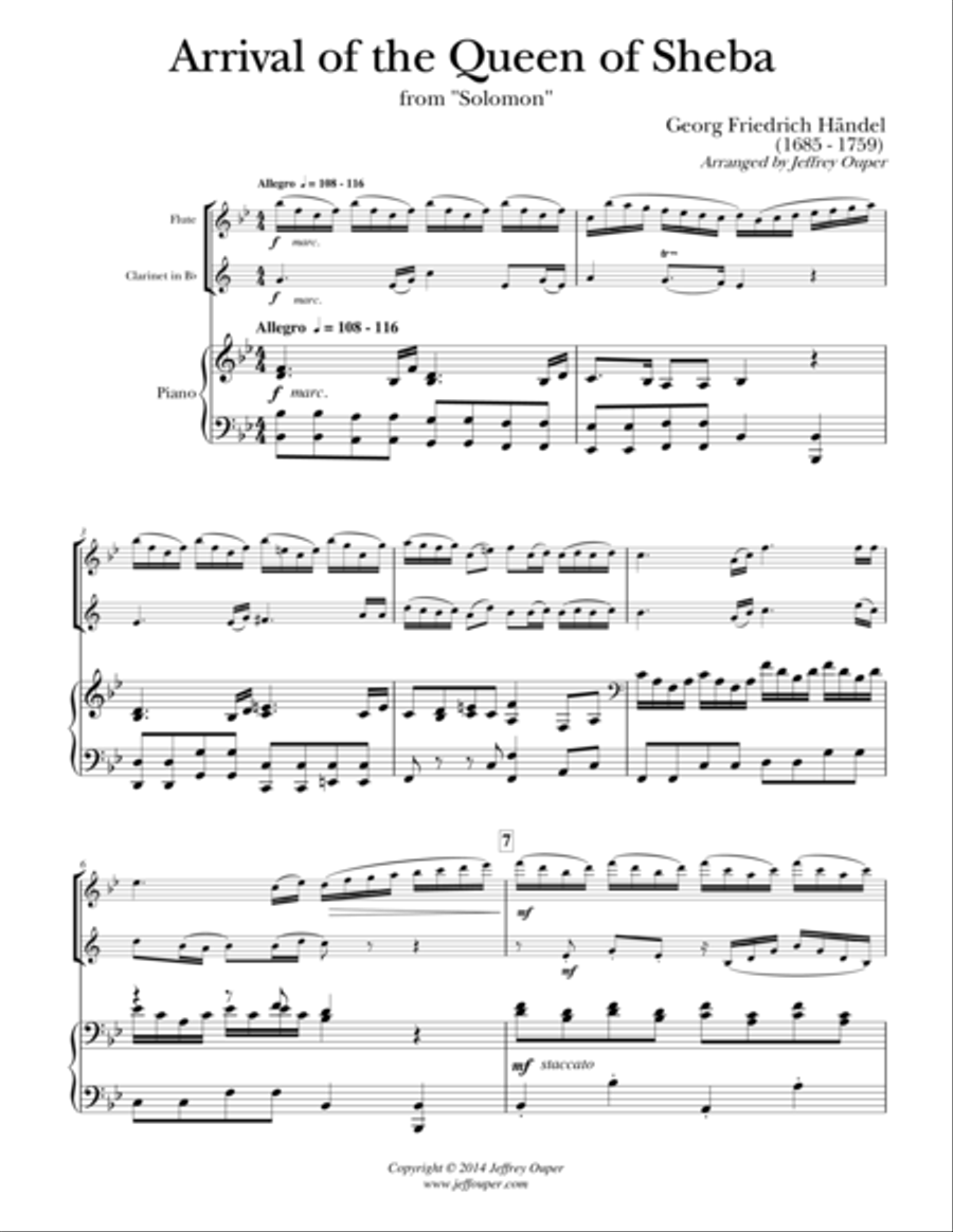 Arrival of the Queen of Sheba Woodwind Duet scores gallery preview page 1