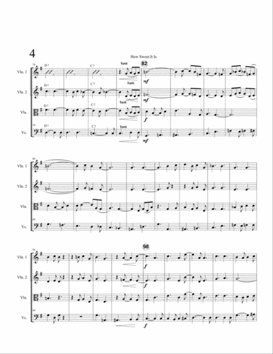 How Sweet It Is (To Be Loved By You) String Quartet scores gallery preview page 6