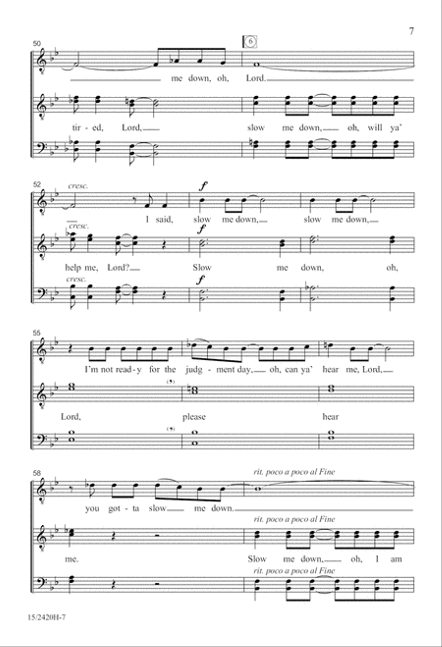 Slow Me Down, Lord TTBB scores gallery preview page 7