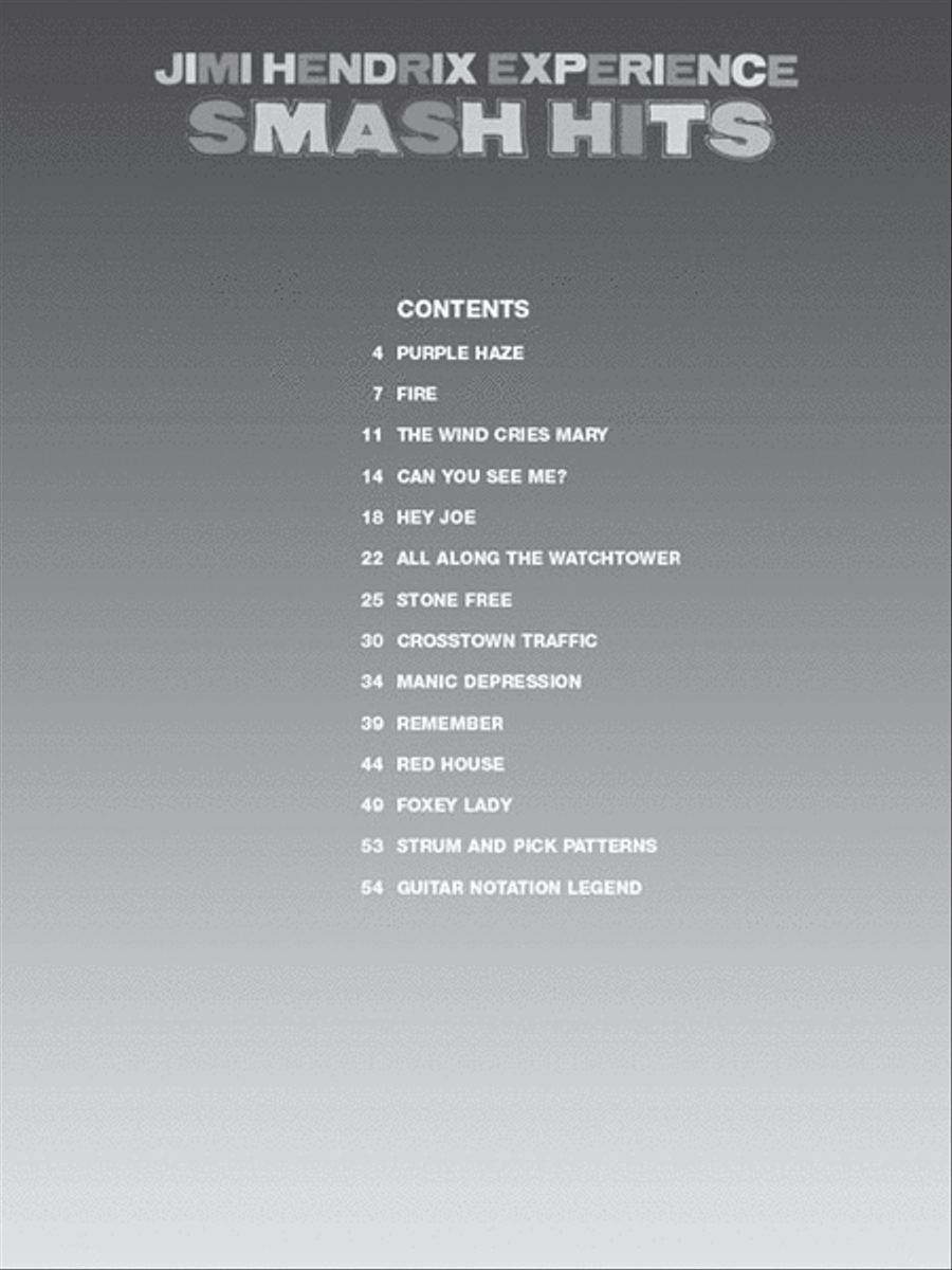 Jimi Hendrix – Smash Hits Guitar Tablature scores gallery preview page 2