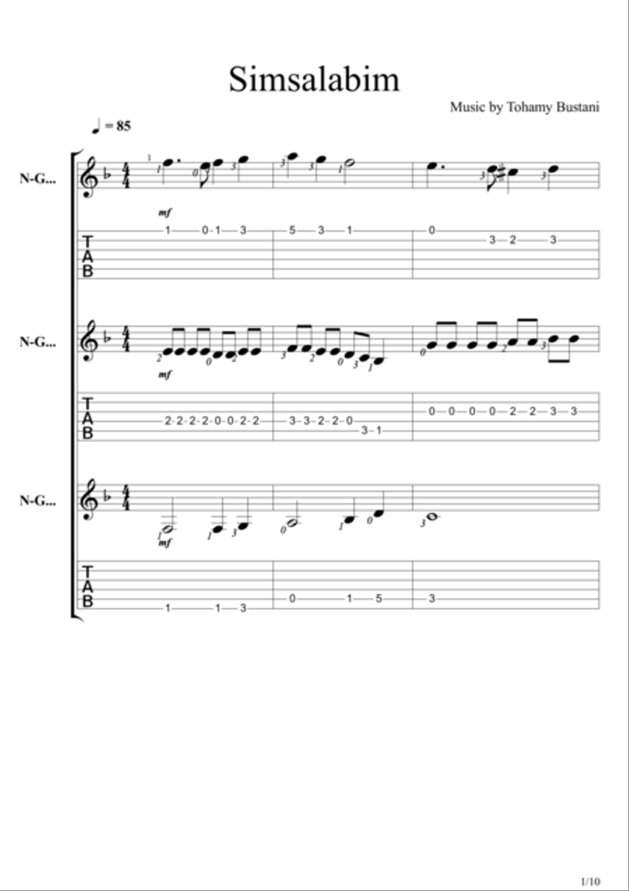 Simsalabim Guitar Ensemble scores gallery preview page 1