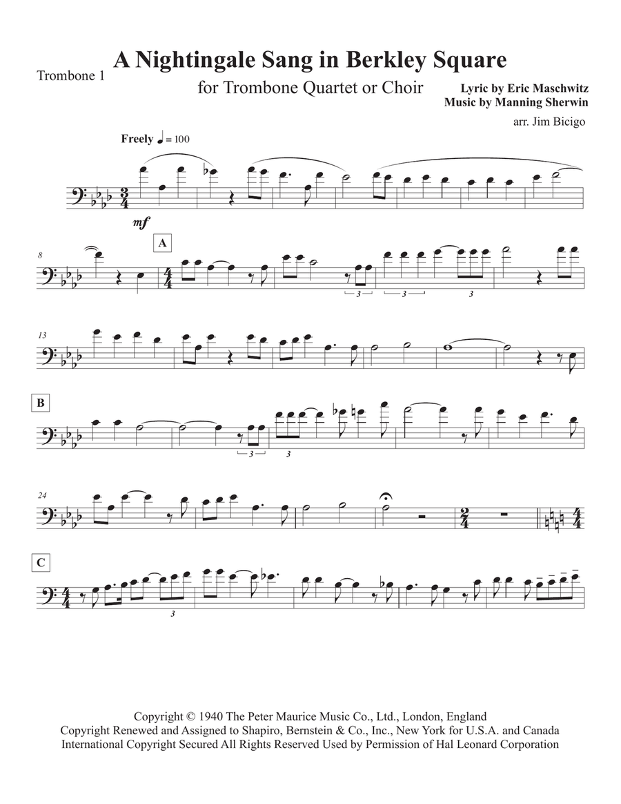 A Nightingale Sang In Berkeley Square A Nightingale Sang In Berkeley Square Trombone Solo scores gallery preview page 5