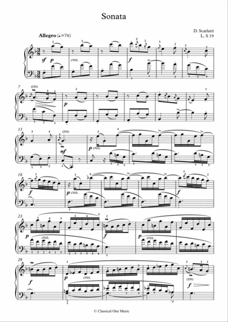 Scarlatti-Sonata in F-Major L.S19 K.276(piano) Piano Solo scores gallery preview page 2