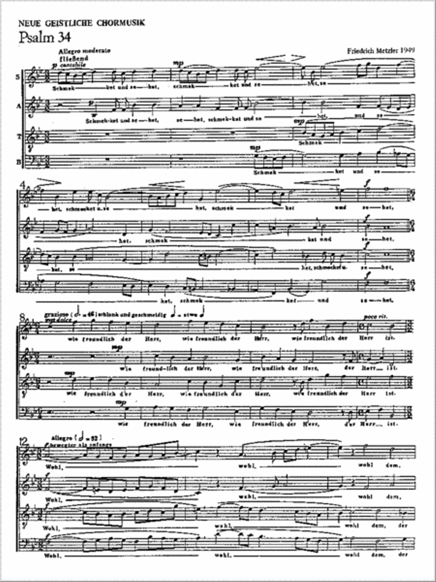 Schmecket und sehet, wie freundlich 4-Part scores gallery preview page 1