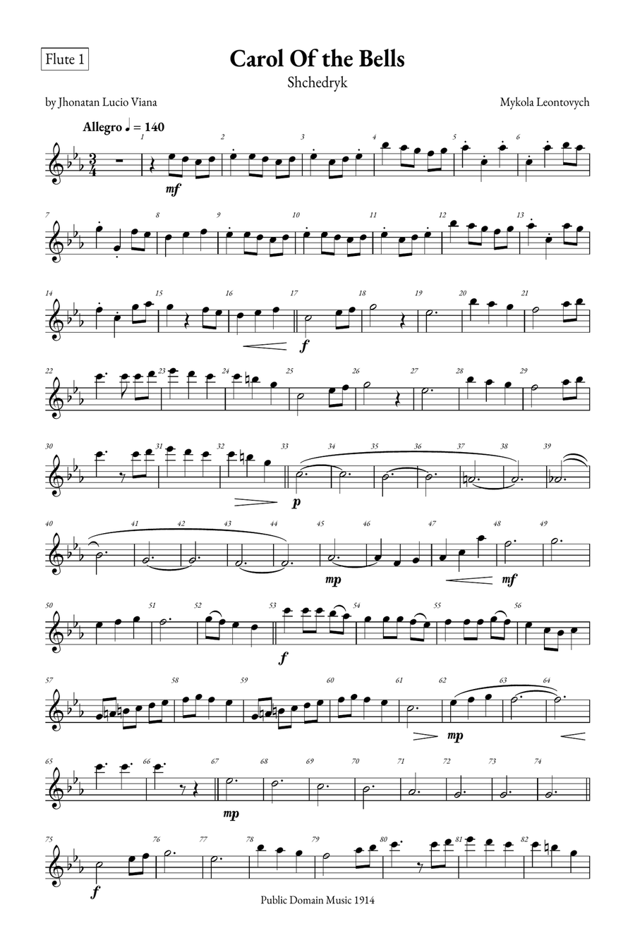 Carol of the Bells Flute Duet scores gallery preview page 5