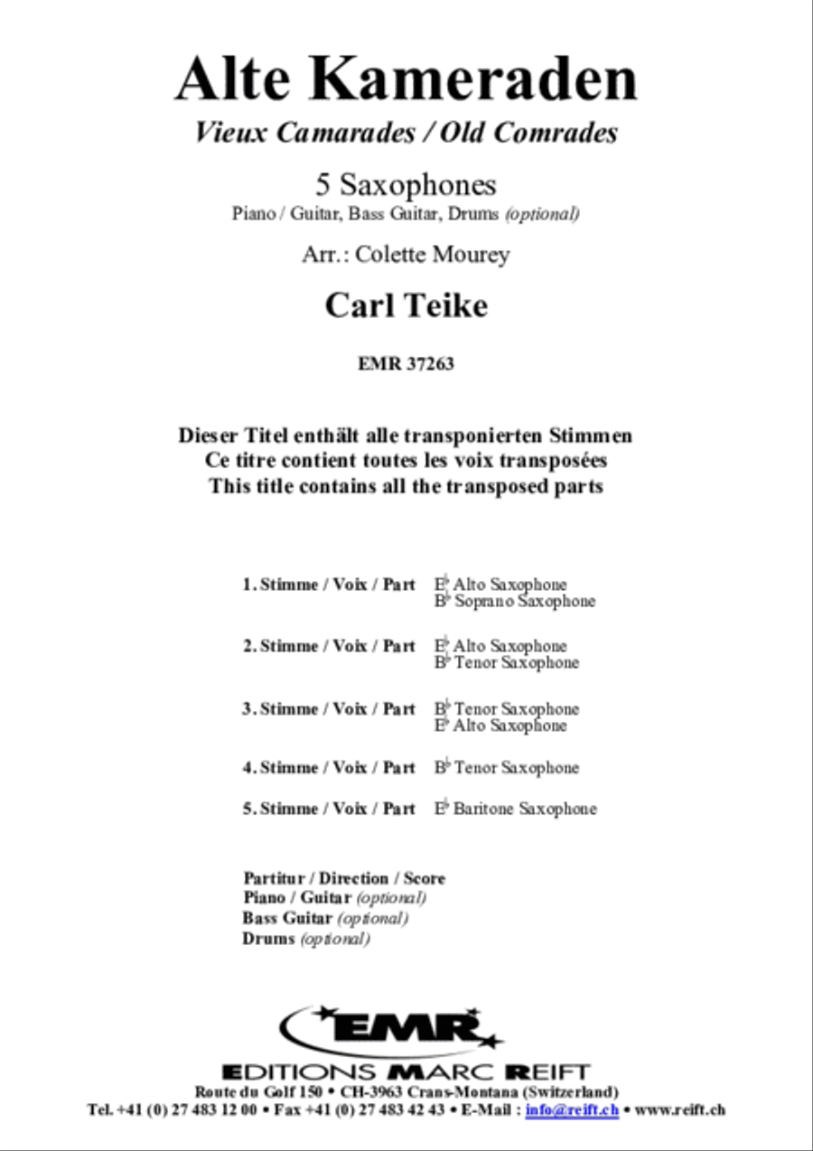 Alte Kameraden Saxophone Quintet scores gallery preview page 2
