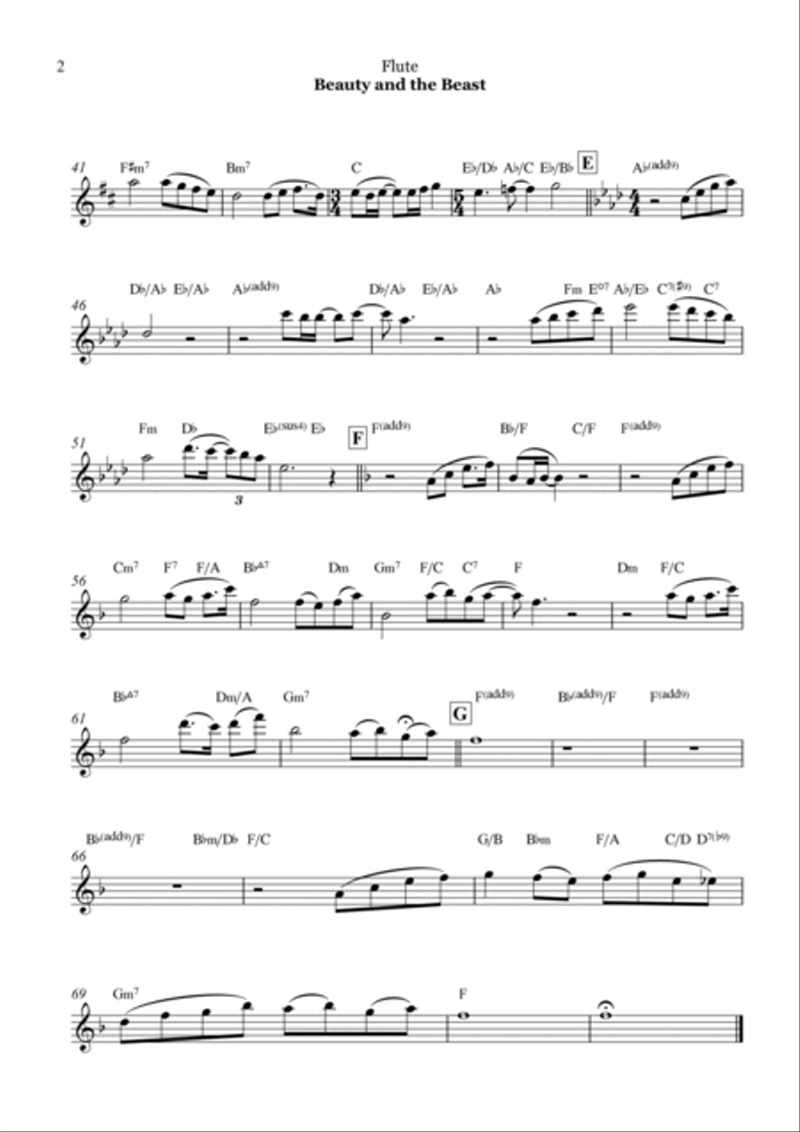 Beauty And The Beast Flute Solo scores gallery preview page 2
