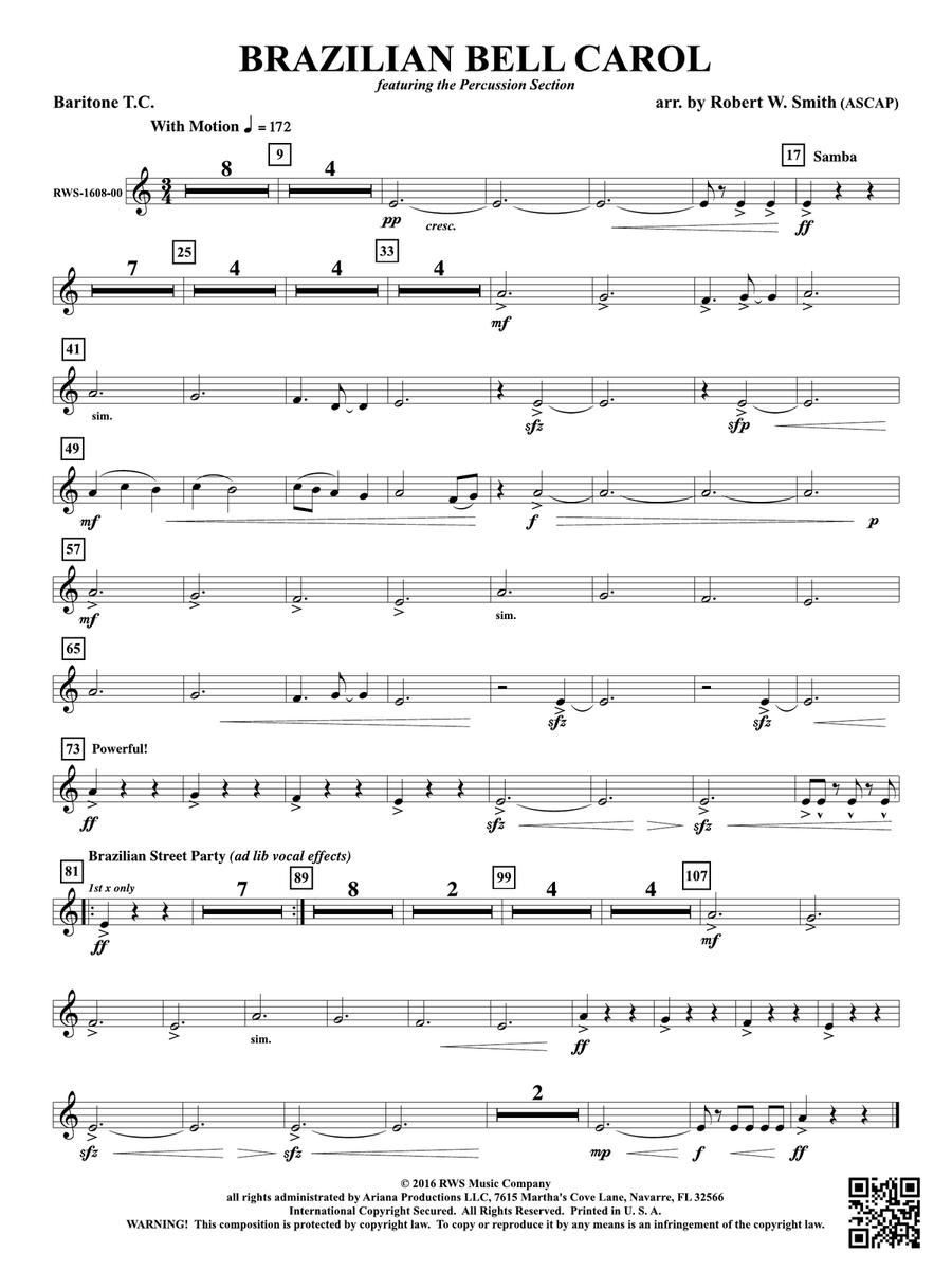 Brazilian Bell Carol: Baritone T.C.