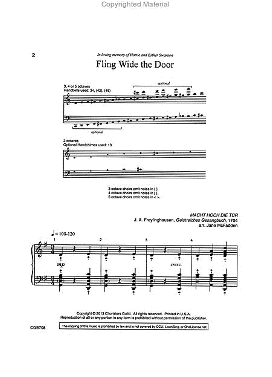Fling Wide the Door Handbell Choir scores gallery preview page 2