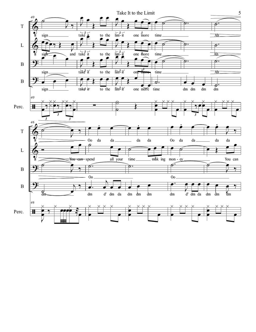 Take It To The Limit Choir scores gallery preview page 6