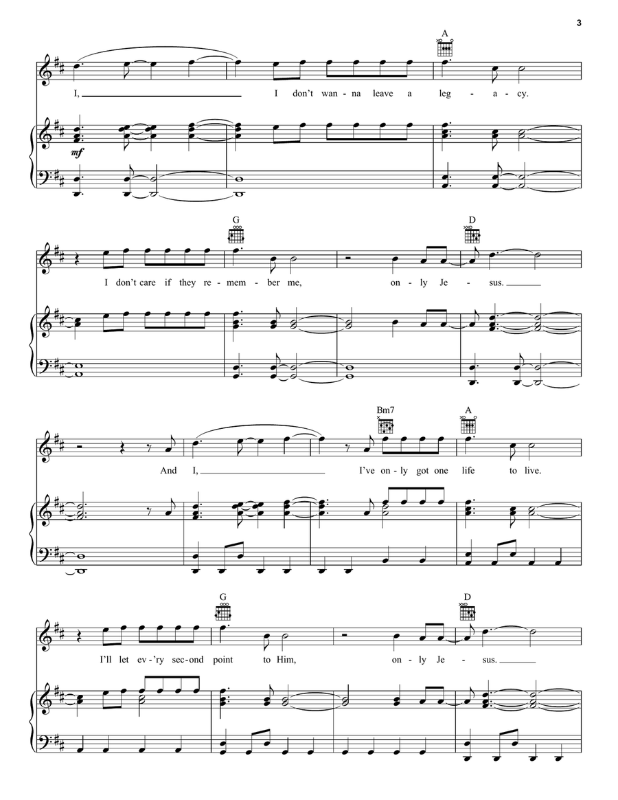 Only Jesus Only Jesus Piano, Vocal, Guitar scores gallery preview page 3