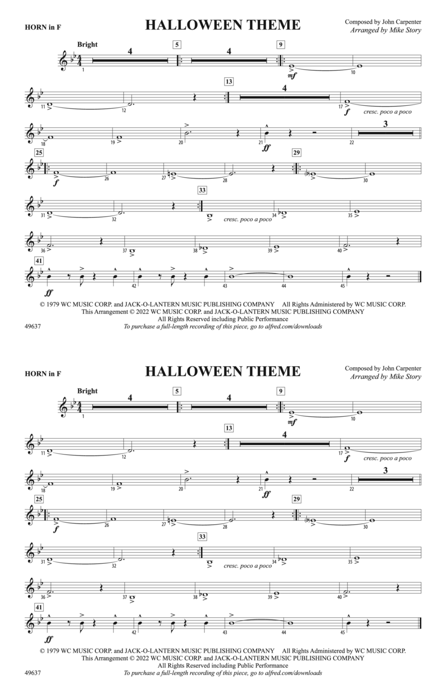 Halloween Theme: 1st F Horn Marching Band scores gallery preview page 1