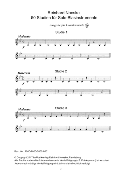 50 Studien für Solo-Blasinstrumente - Ausgabe für C-Instrumente (Violinschlüssel)