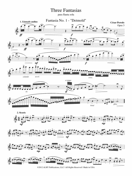 Three Fantasias for Solo Flute image number null