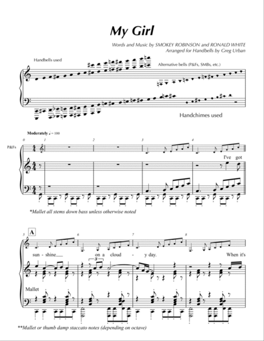 My Girl My Girl Handbell Choir scores gallery preview page 2