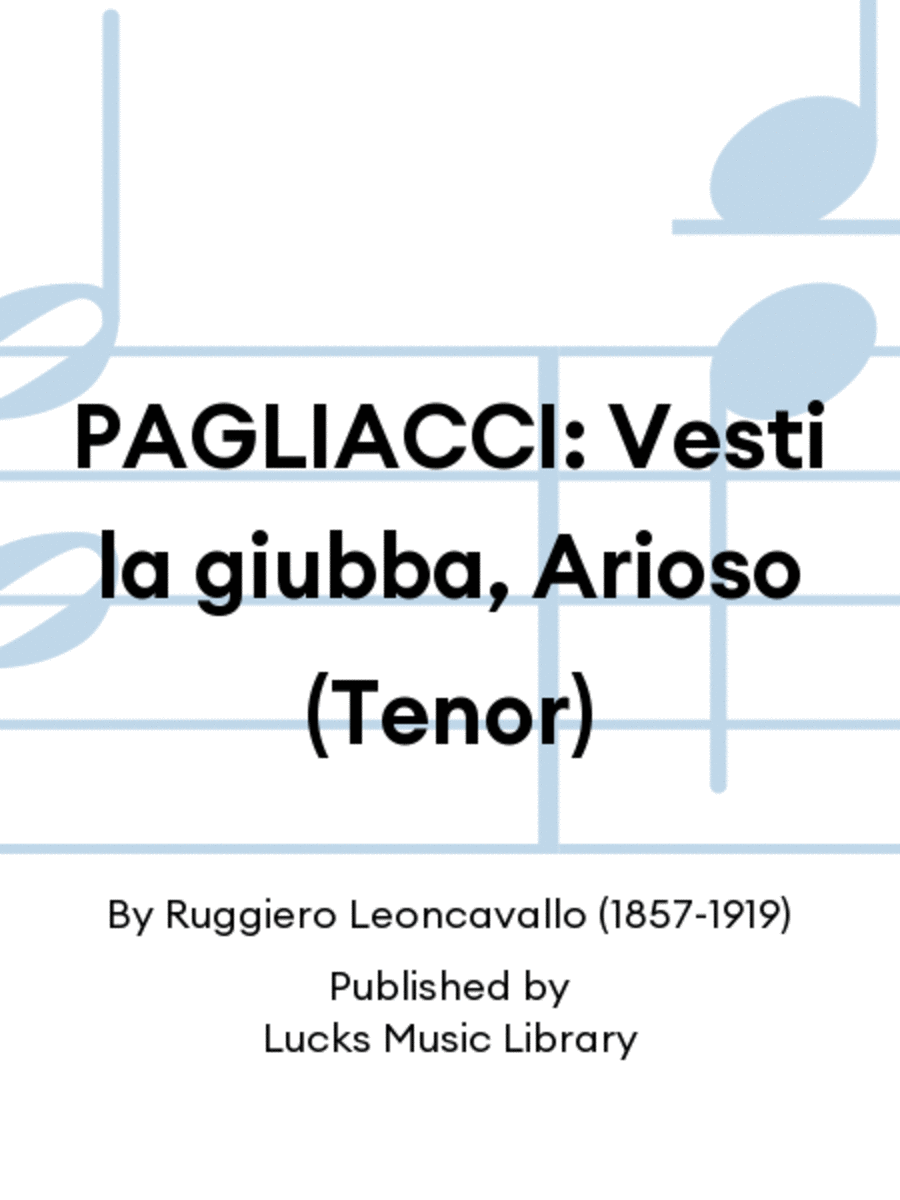 PAGLIACCI: Vesti la giubba, Arioso (Tenor) Score scores gallery preview page 1